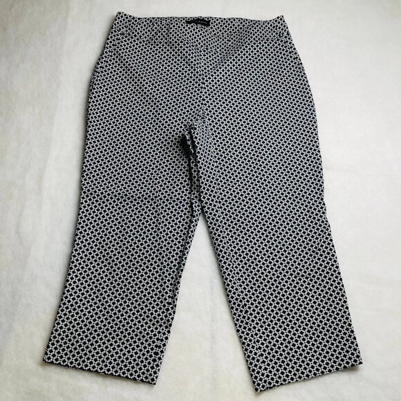 Jasmine & Julia Navy Geometric Stretch High Rise Pull On Capri Pants Size 14W - Picture 1 of 10